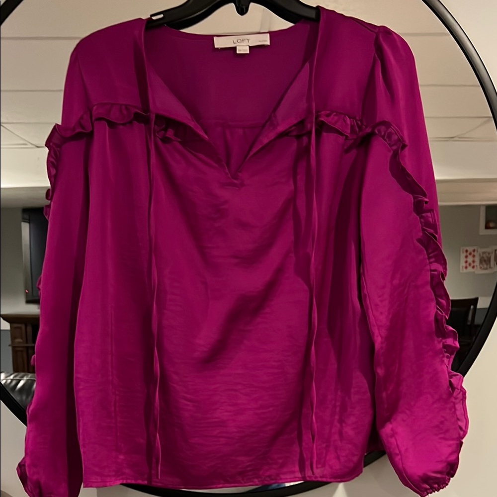 Loft Women's Pink Ruffle Top